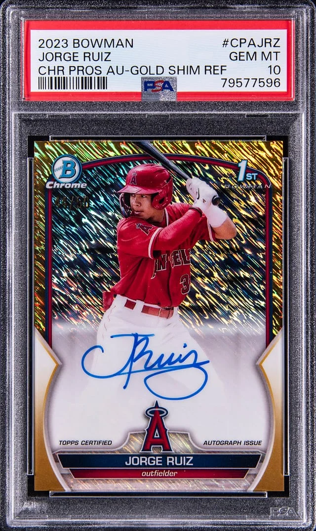 2023 Bowman Chrome Jorge Ruiz Prospect Auto Gold Shimmer Refractor #CPA-JRZ card image