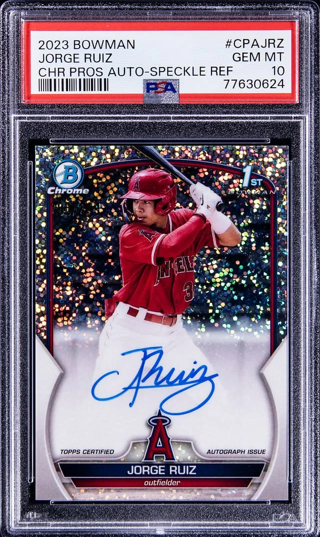 2023 Bowman Chrome Jorge Ruiz Prospect Autographs Speckle Refractor #CPAJRZ card image