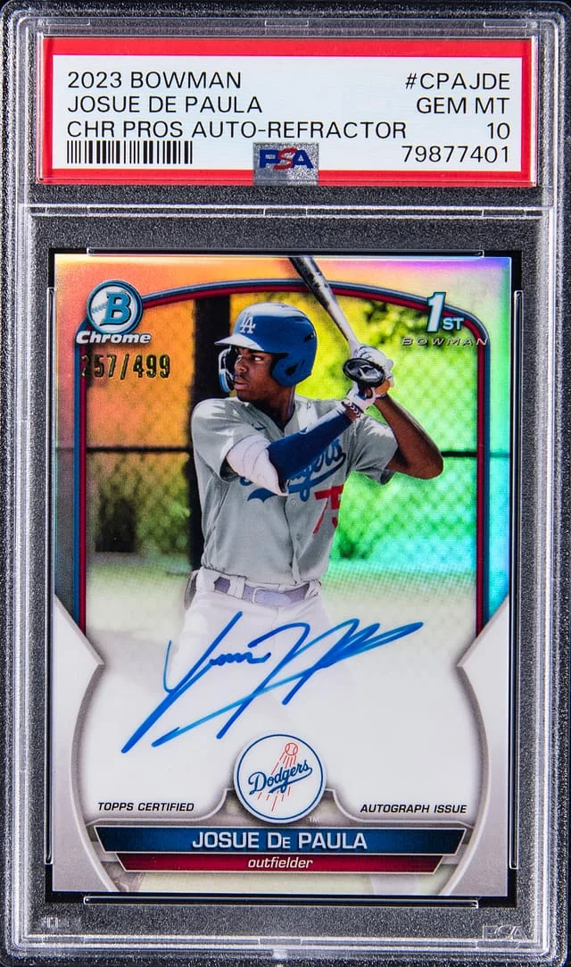 2023 Bowman Chrome Josue De Paula Prospect Autographs Purple Refractor #CPA-JDE card image