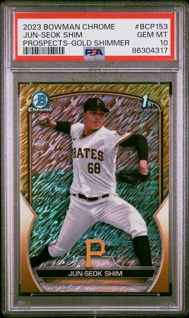 2023 Bowman Chrome Jun-Seok Shim Gold Shimmer #BCP153 card image