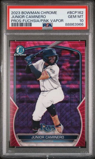 2023 Bowman Chrome Junior Caminero Fuchsia/Pink Vapor #BCP162 card image