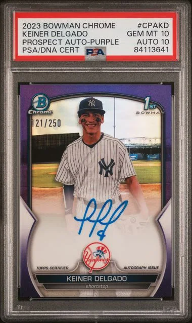 2023 Bowman Chrome Keiner Delgado Prospect Autographs Purple #CPAKD card image