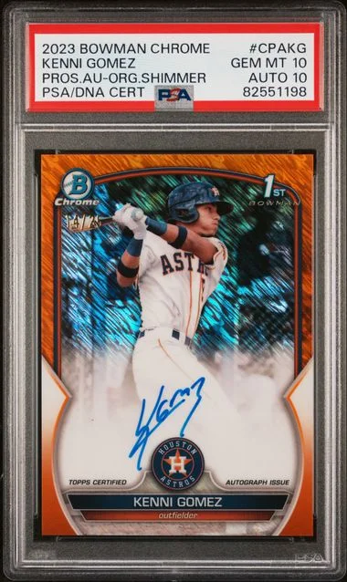 2023 Bowman Chrome Kenni Gomez Prospect Autographs Orange Shimmer Refractor #CPA-KG card image