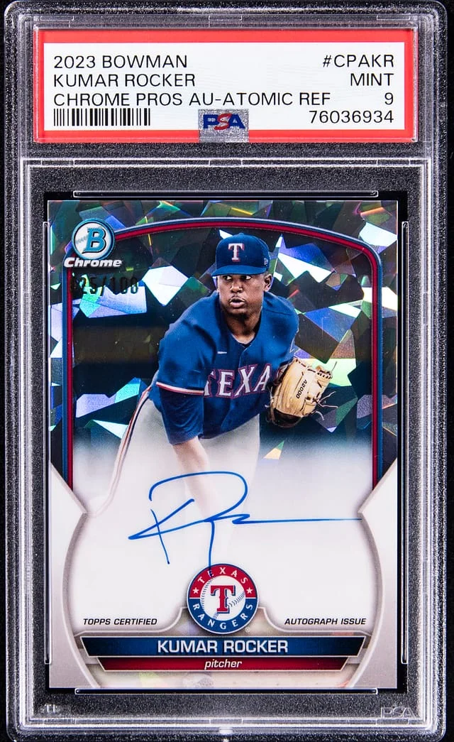 2023 Bowman Chrome Kumar Rocker Prospect Autographs Atomic Refractor #CPAKR card image