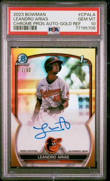 2023 Bowman Chrome Leandro Arias Prospect Autographs #CPALA card image