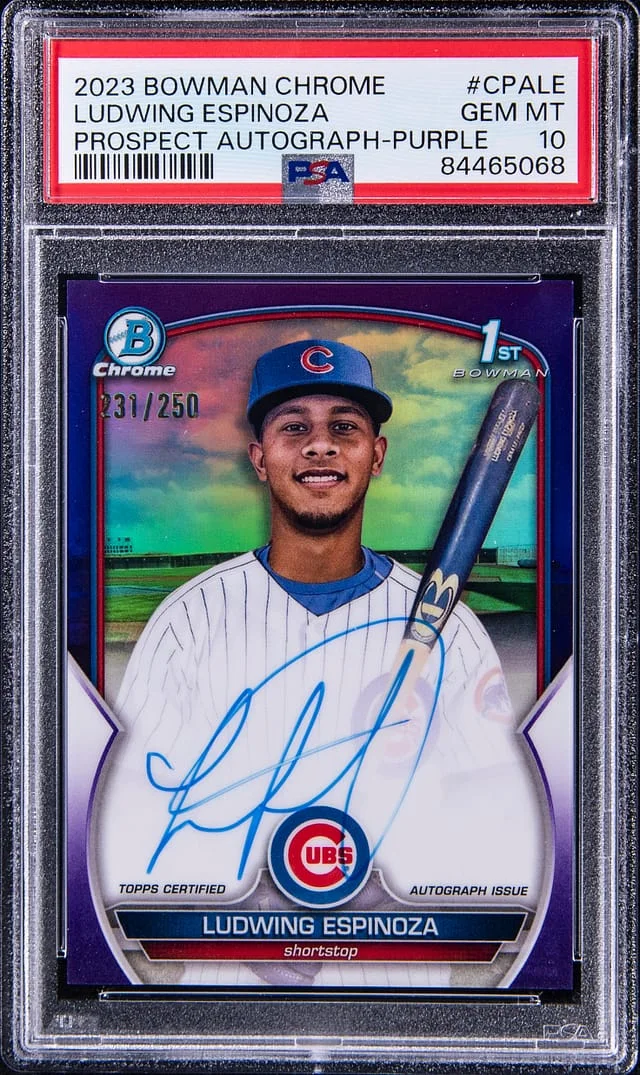 2023 Bowman Chrome Ludwing Espinoza Prospect Autograph Purple Refractor #CPALE card image