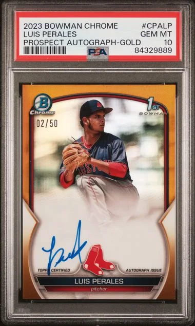 2023 Bowman Chrome Luis Perales Prospect Autographs Yellow #CPA-LP card image