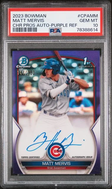 2023 Bowman Chrome Matt Mervis Prospect Autographs Purple #CPAMM card image