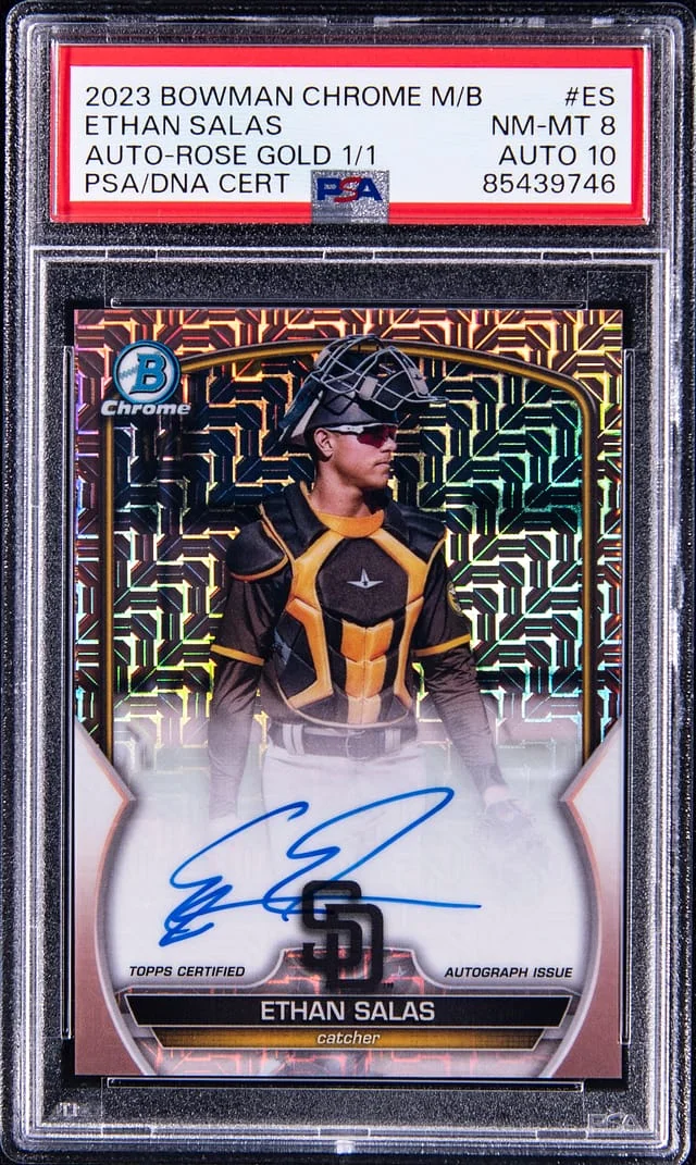 2023 Bowman Chrome Mega Box Ethan Salas Autographs Rose Gold Refractor #BCMA-ES card image
