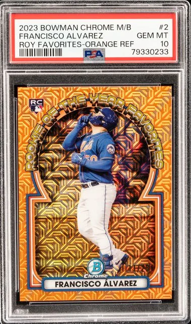 2023 Bowman Chrome Mega Box Francisco Alvarez of the Year Favorites Orange Refractor #2 card image