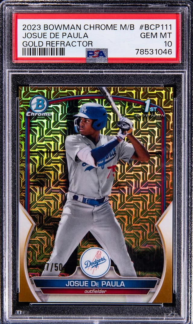 2023 Bowman Chrome Mega Box Josue De Paula Gold Refractor #BCP-111 card image
