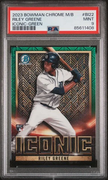 2023 Bowman Chrome Mega Box Riley Greene Bowman Iconic Green #BI22 card image