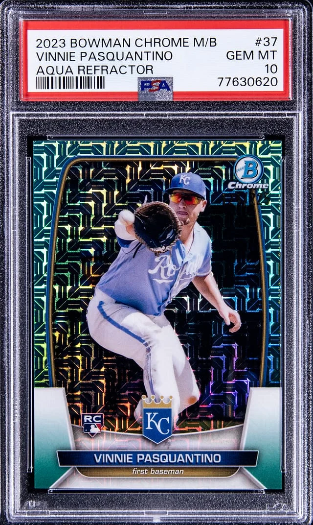2023 Bowman Chrome Mega Box Vinnie Pasquantino Aqua Refractor #37 card image