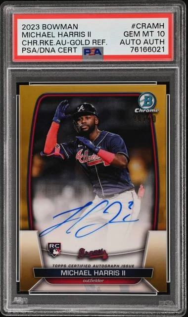 2023 Bowman Chrome Michael Harris II Autographs Gold Refractor #CRA-MH card image