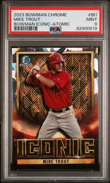 2023 Bowman Chrome Mike Trout Bowman Iconic Atomic #BI1 card image