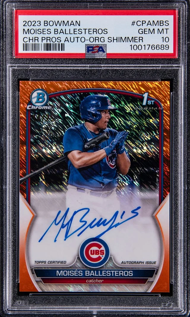 2023 Bowman Chrome Moises Ballesteros Prospect Autographs Orange Shimmer #CPA-MBS card image