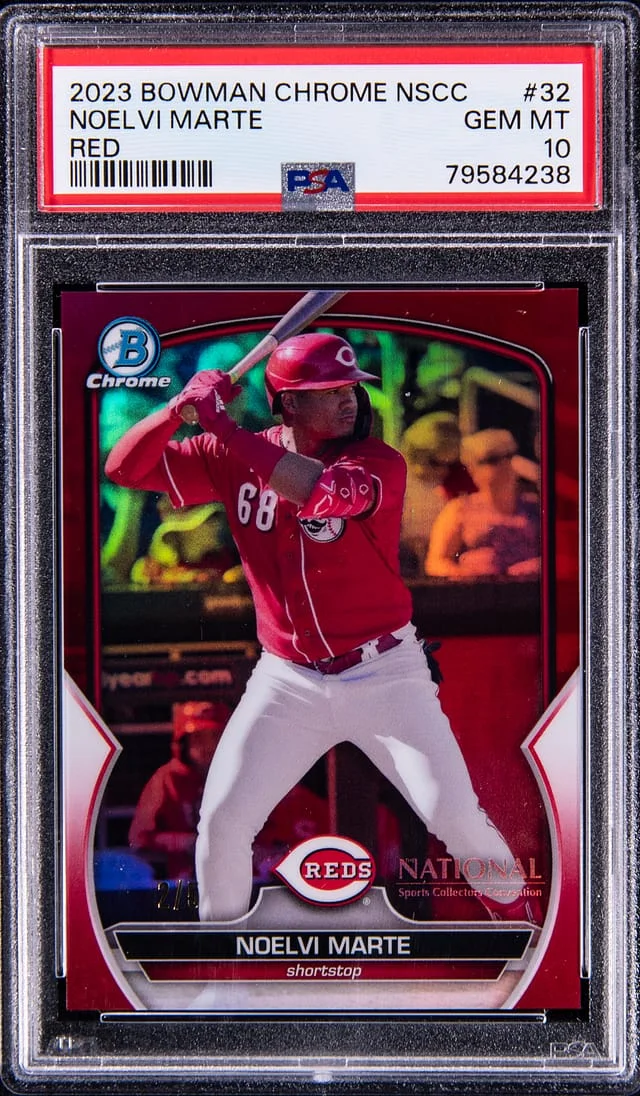 2023 Bowman Chrome Noelvi Marte National Sports Card Convention Red #MLB-32 card image