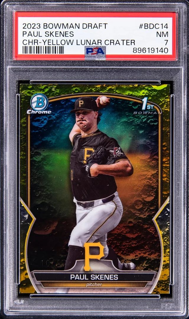 2023 Bowman Chrome Paul Skenes Yellow Lunar Crater #BDC14 card image