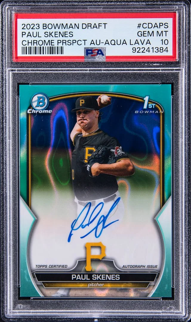 2023 Bowman Chrome Paul Skenes Prospect Autograph Aqua Lava #CDAPS card image