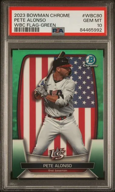 2023 Bowman Chrome Pete Alonso World Baseball Classic Flag Green #WBC80 card image