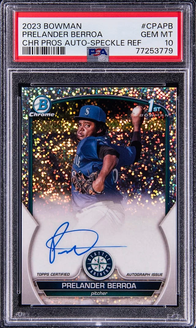 2023 Bowman Chrome Prelander Berroa Prospect Autographs Speckle Refractor #CPA-PB card image