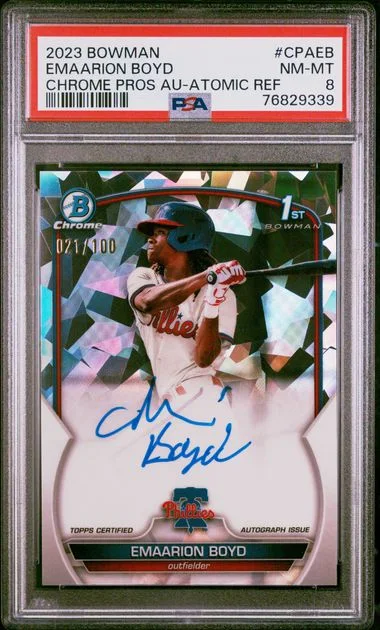 2023 Bowman Chrome Prospect Autographs Atomic Cpaeb Emaarion Boyd #no-number card image