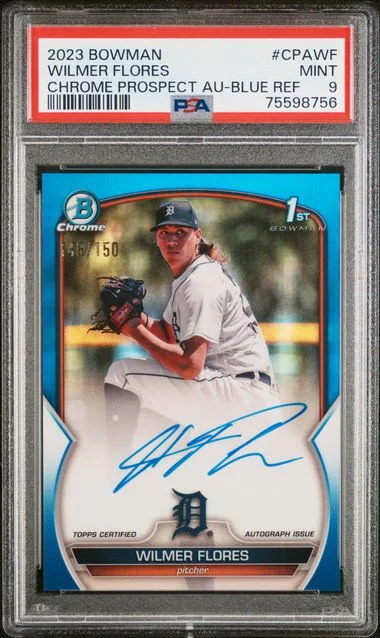 2023 Bowman Chrome Prospect Autographs Blue Cpawf Wilmer Flores #no-number card image