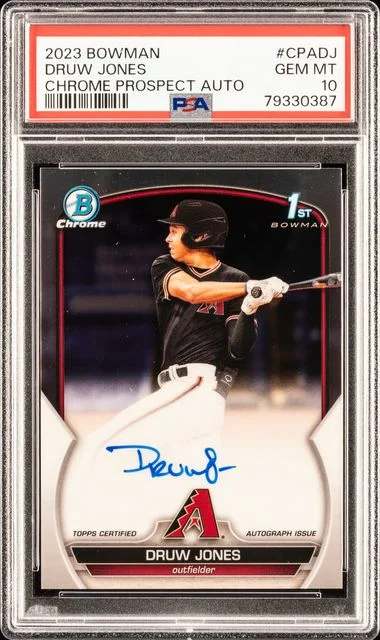 2023 Bowman Chrome Prospect Autographs Cpadj Druw Jones #no-number card image