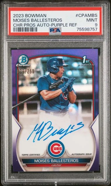 2023 Bowman Chrome Prospect Autographs Purple Cpambs Moises Ballesteros #no-number card image