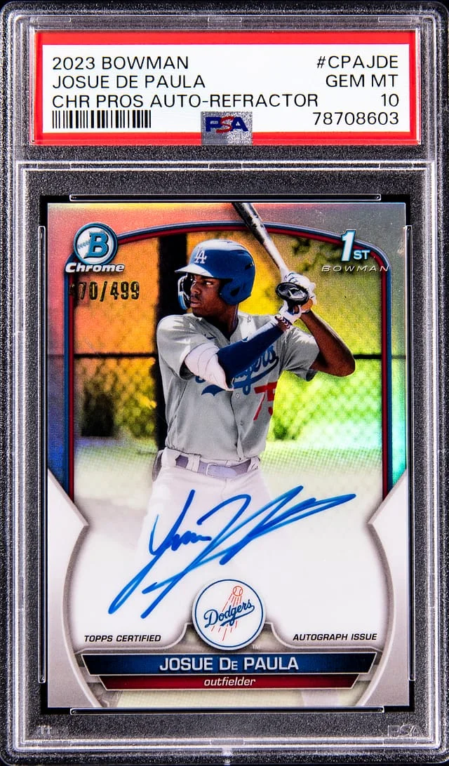 2023 Bowman Chrome Prospect Autographs Refractor (#CPA-JDE) Josue De Paula #no-number card image