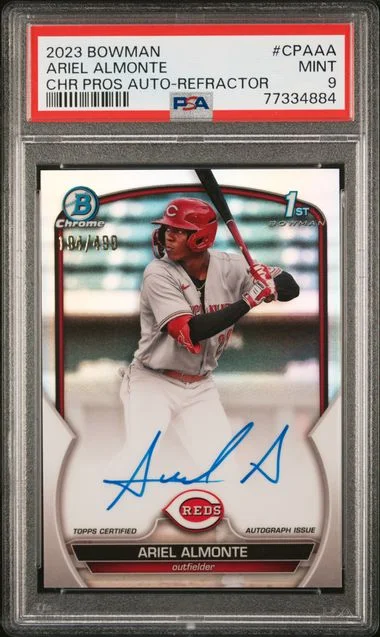 2023 Bowman Chrome Prospect Autographs Refractor Cpaaa Ariel Almonte #no-number card image