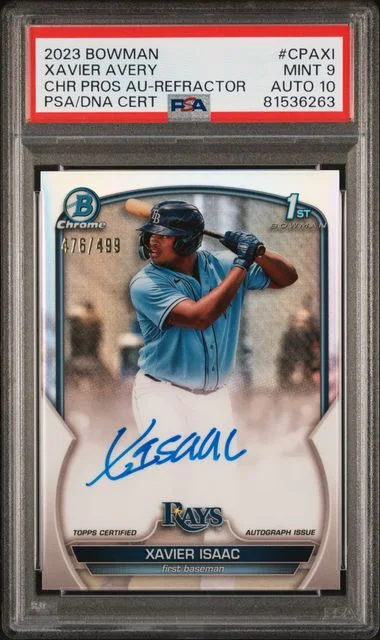 2023 Bowman Chrome Prospect Autographs Refractor Cpaxi Xavier Isaac #no-number card image