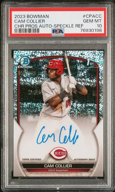 2023 Bowman Chrome Prospect Autographs Speckle Cpacc Cam Collier #no-number card image