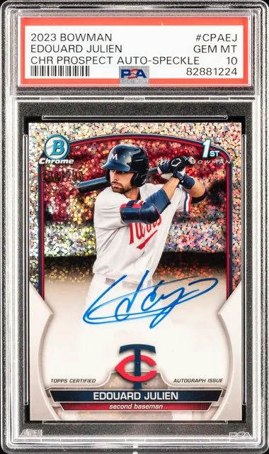 2023 Bowman Chrome Prospect Autographs Speckle Cpaej Edouard Julien #no-number card image