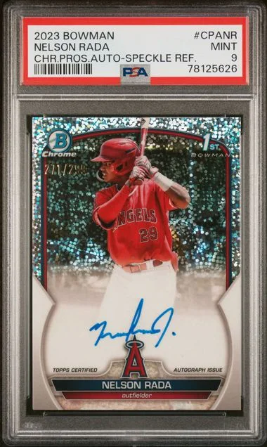 2023 Bowman Chrome Prospect Autographs Speckle Refractor Cpanr Nelson Rada #no-number card image