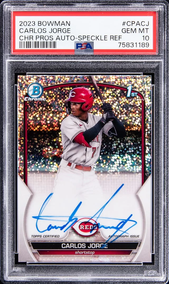 2023 Bowman Chrome Prospects Carlos Jorge Autograph Speckle Refractor #CPACJ card image