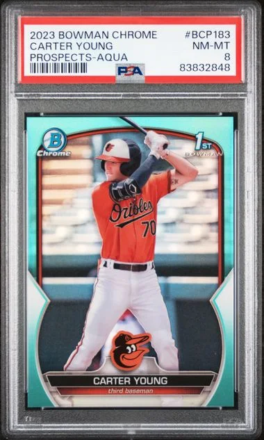 2023 Bowman Chrome Prospects Carter Young Aqua #BCP183 card image