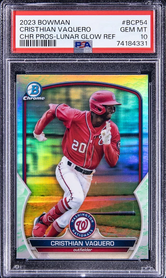 2023 Bowman Chrome Prospects Christhian Vaquero Lunar Glow Refractor #BCP54 card image