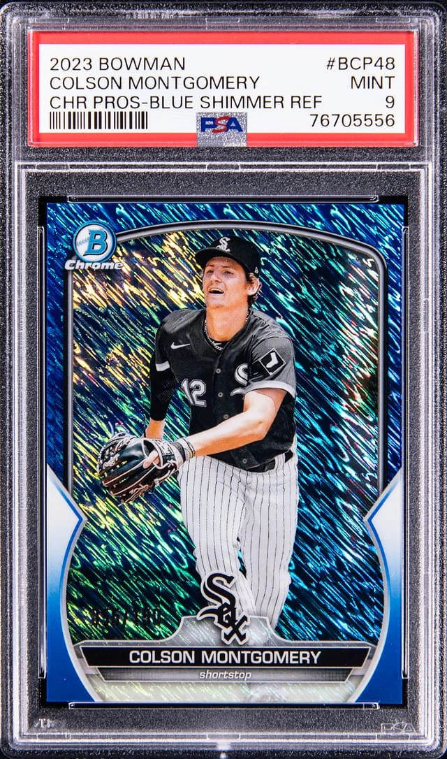 2023 Bowman Chrome Prospects Colson Montgomery Blue Shimmer Refractor #BCP48 card image