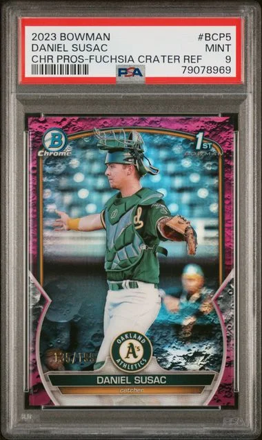 2023 Bowman Chrome Prospects Daniel Susac Fuchsia Lunar Crater Refractor #BCP5 card image