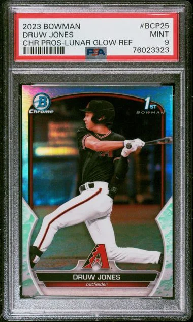 2023 Bowman Chrome Prospects Druw Jones Purple Raywave Refractor #Bcp25 card image
