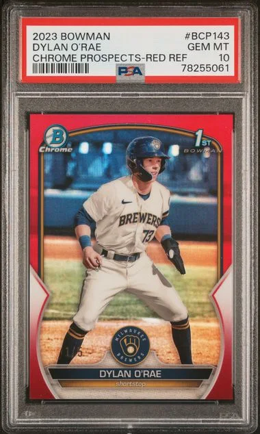 2023 Bowman Chrome Prospects Dylan O’Rae Red Refractor #BCP-143 card image