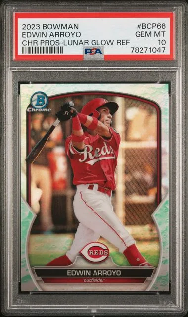 2023 Bowman Chrome Prospects Edwin Arroyo Blue Raywave Refractor #BCP66 card image