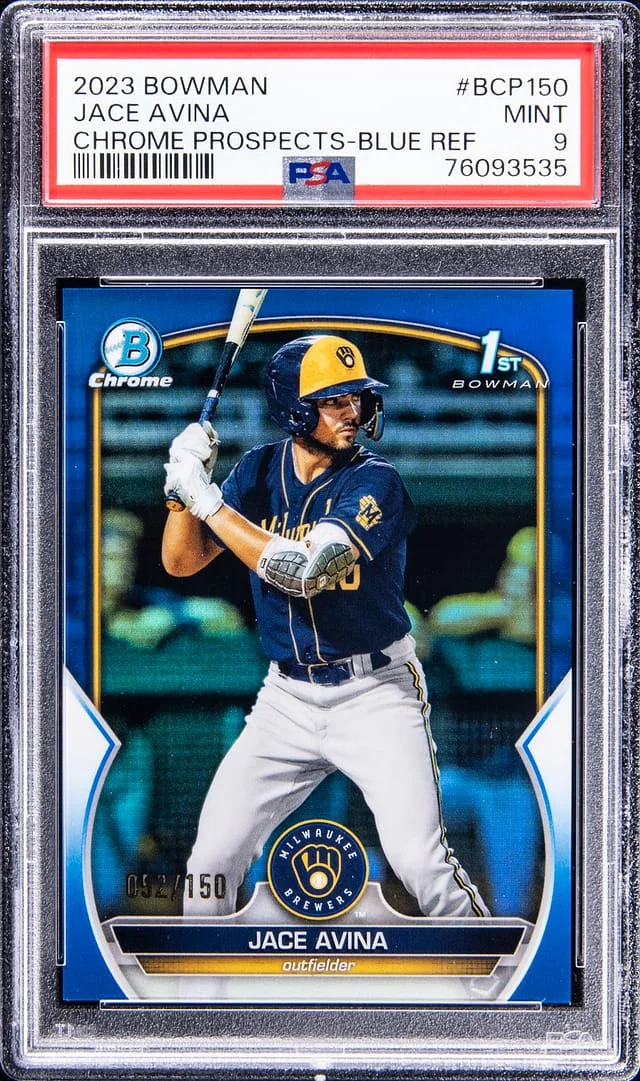2023 Bowman Chrome Prospects Jace Avina Blue Refractor #BCP150 card image