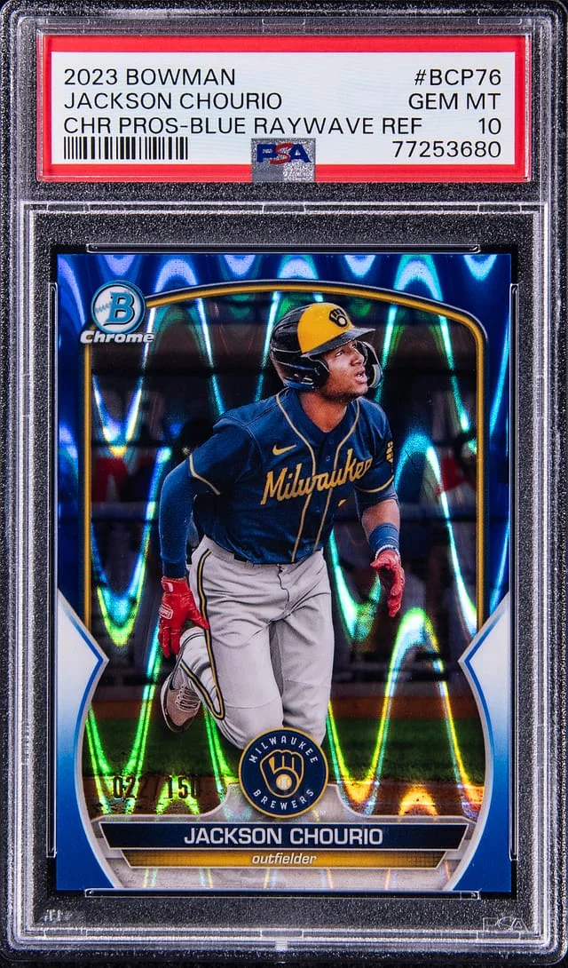 2023 Bowman Chrome Prospects Jackson Chourio Blue Raywave Refractor #BCP-76 card image
