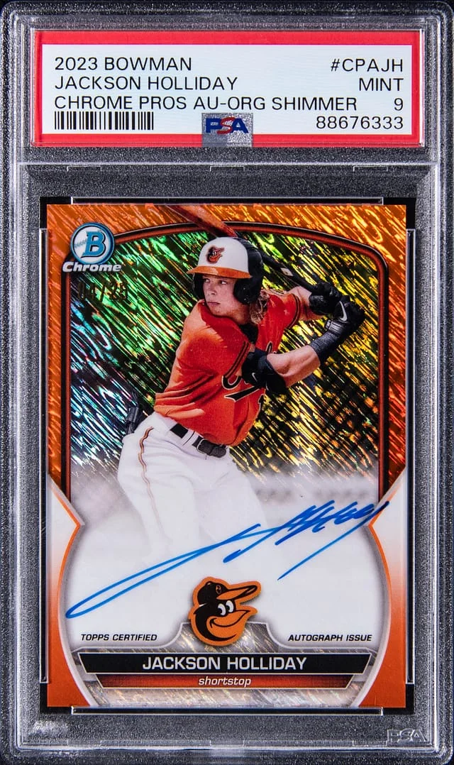 2023 Bowman Chrome Prospects Jackson Holliday Autograph Green Grass #CPA-JH card image