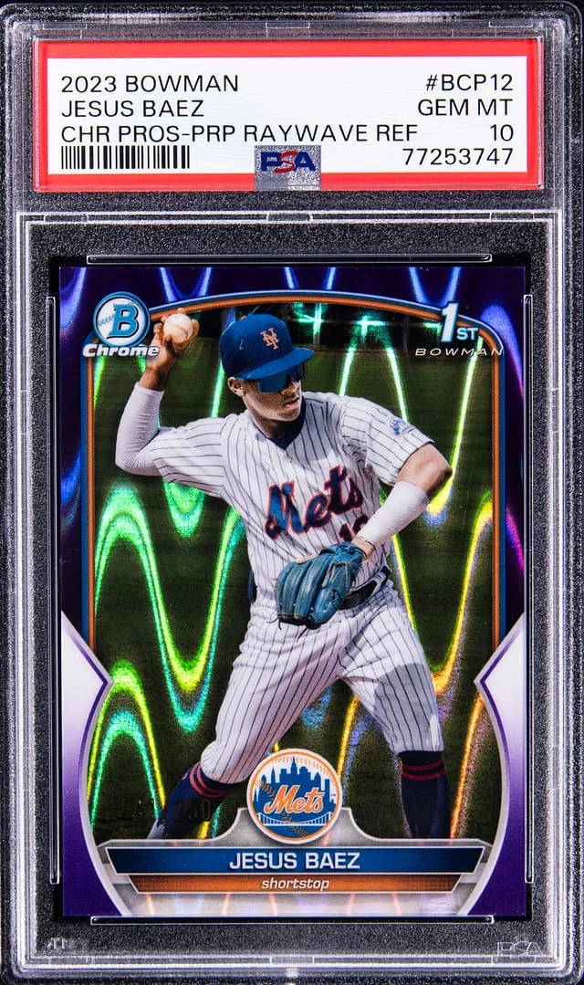 2023 Bowman Chrome Prospects Jesus Baez Purple Raywave Refractor #BCP-12 card image