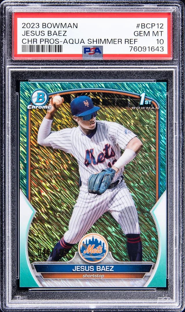 2023 Bowman Chrome Prospects Jesus Baez Aqua Shimmer Refractor #BCP12 card image