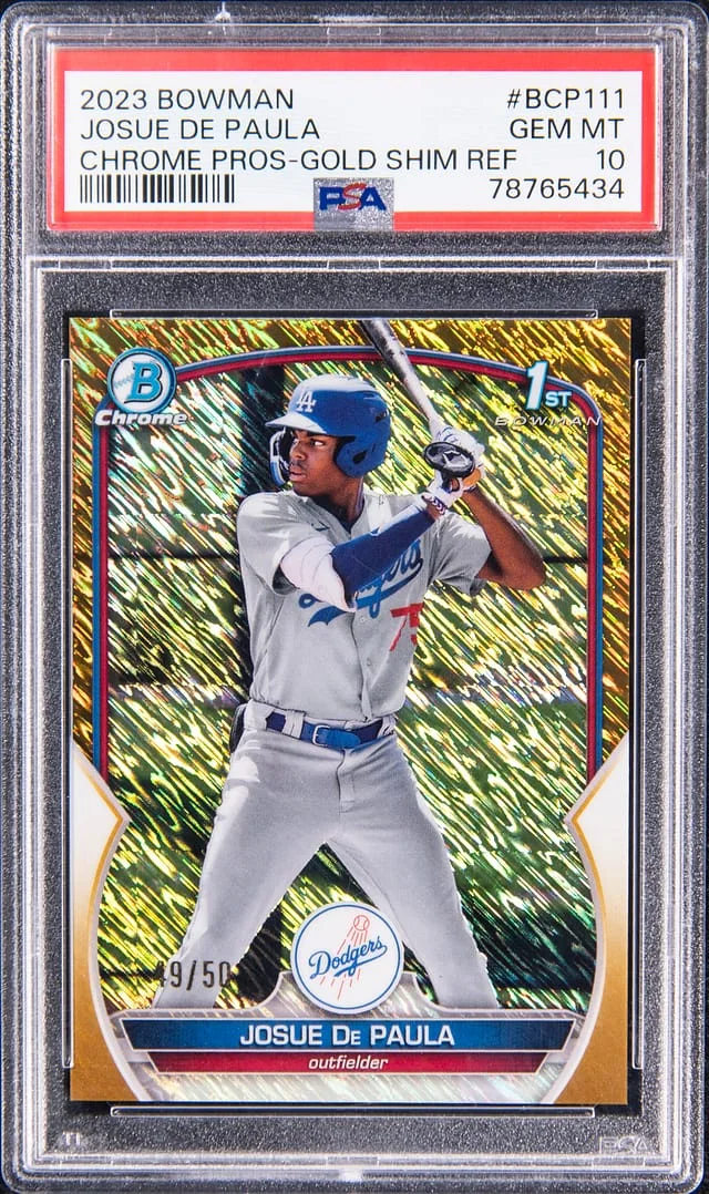 2023 Bowman Chrome Prospects Josue De Paula Gold Shimmer Refractor #BCP-111 card image