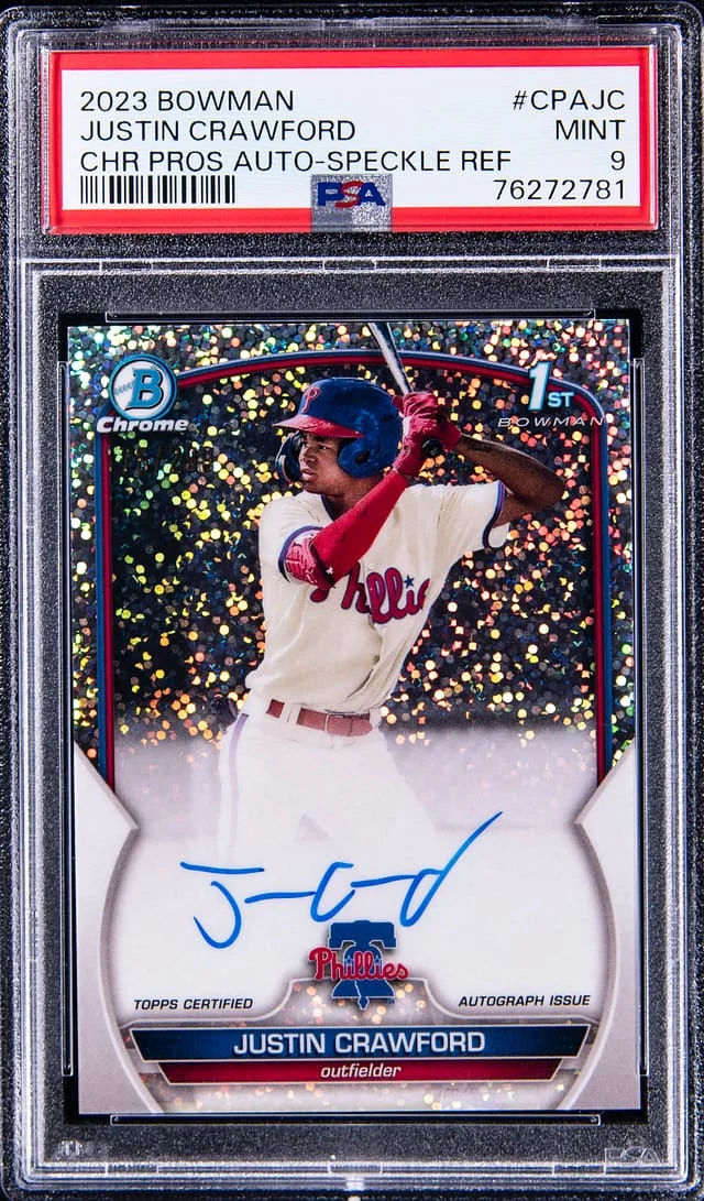 2023 Bowman Chrome Prospects Justin Crawford Autograph-Speckle Refractor #CPAJC card image